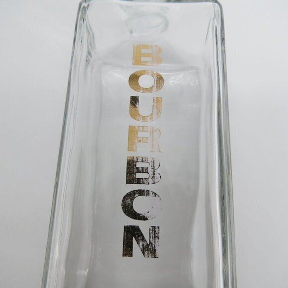 VINTAGE Midcentury Glass Gold Bourbon Decanter Bottle Barware - Picture 3 of 7